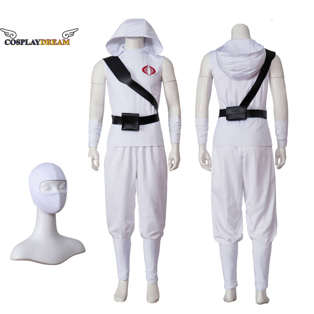 Schlangenaugen: G.I. Joe Origins Storm Shadow Cosplay-Kostüm, weiß, ärmellos, mit Kapuze und Hose, Maskenanzug, Halloween, Karneval, Outfits, Cosplay