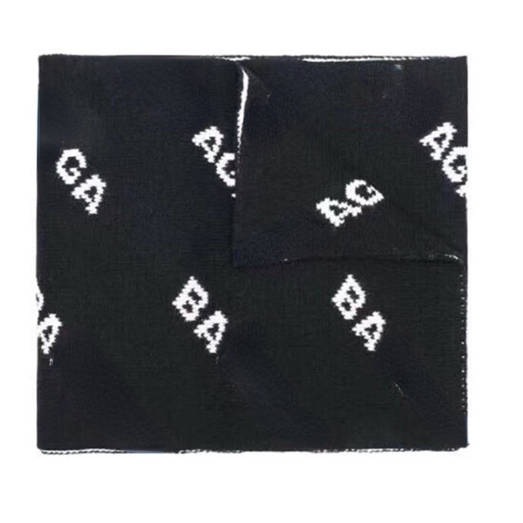 Unisex Designer Scarf Ba Autumn and Winter European and American Black and White Letters Two-color Double-sided Ring Scarf