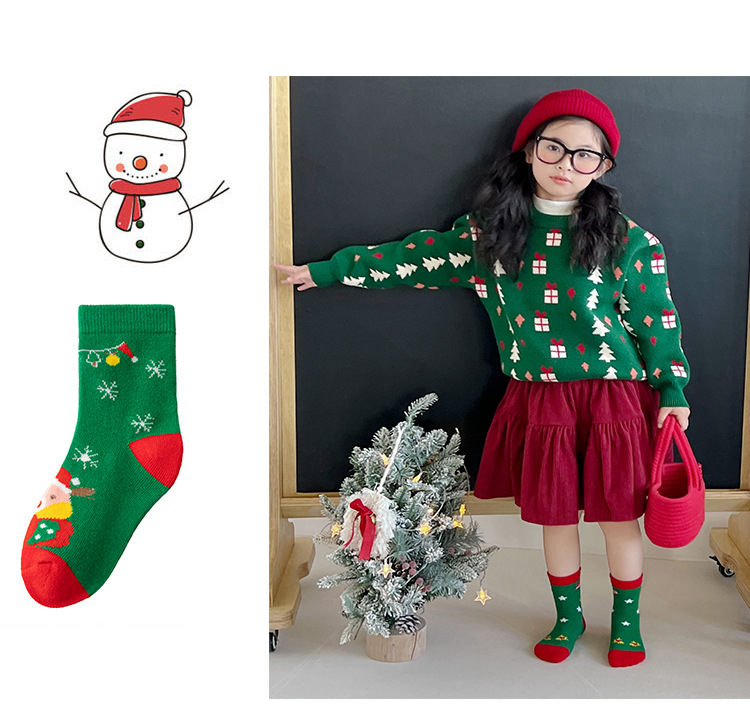 Chaussettes de noël pour enfants, bas en coton pour garçons et filles, chaussettes souples de styliste de dessin animé, es/douzaine