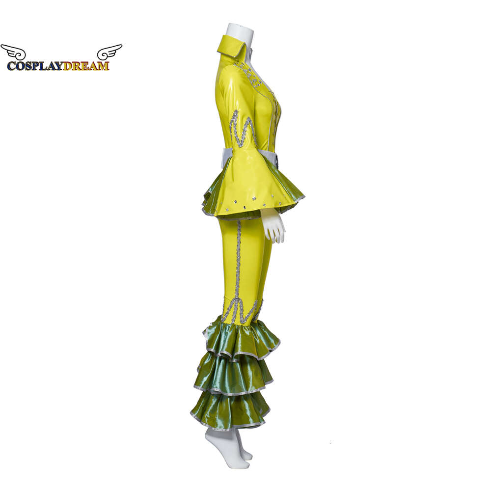 Cosplay Cosplay Musical Mamma Mia Cosplay Costume Yellow Suit Performance Stage Costume Deluxy Outfit For Women