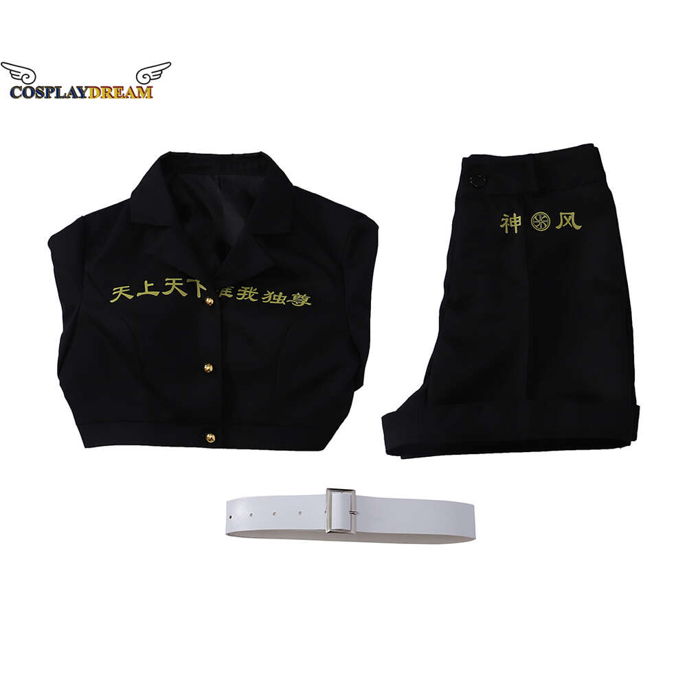 Cosplay Cosplay New Tokyo Revengers Manjiro Sano Cosplay Costume For Women Black Crop Tops Shirt Shorts Set Uniform Halloween Carnaval Clothescosplay