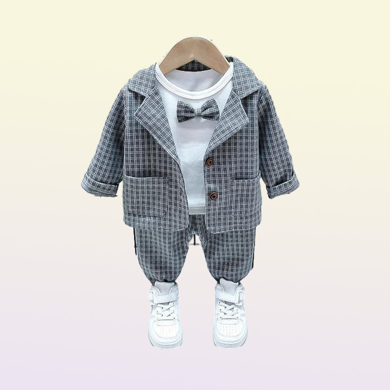 Vêtements Enfants Enfants Enfants Plaid Suit Baby Vêtements d'automne Enfants Set Formal Gentleman Tenue pour Boy Toddler 1 2 3 4 ans O9051621