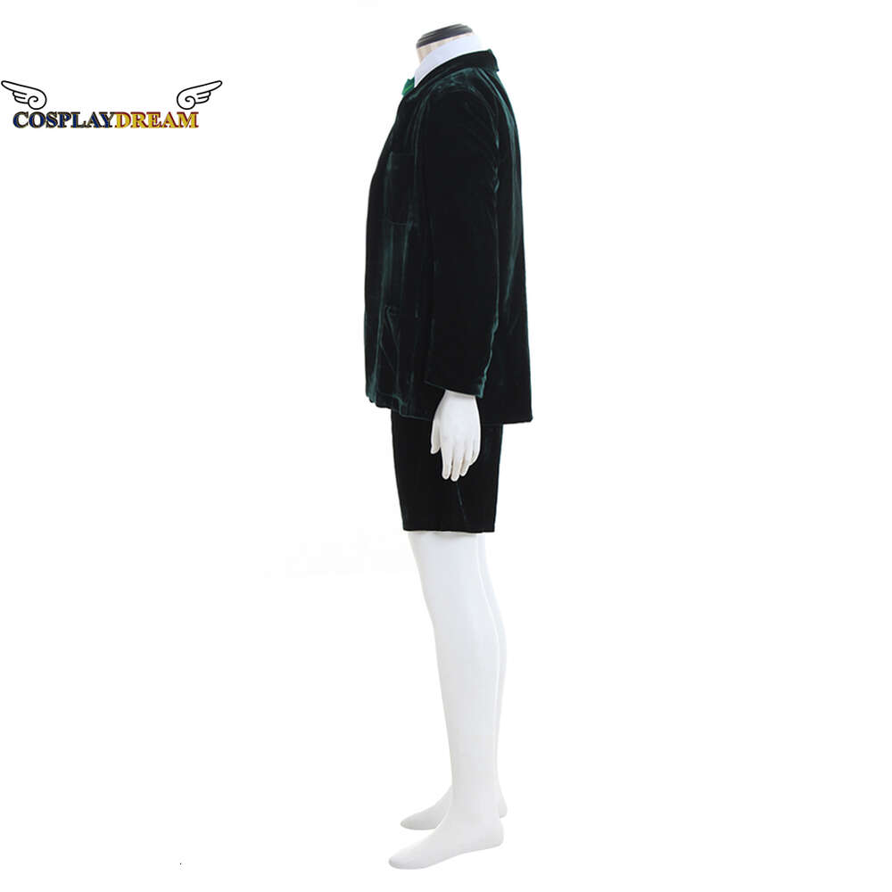 Cosplaysuperstar AC/DC Rock Band Angus Young School Boy Outfit Cosplay Costume Veet Coat Short Pants White Shirt Green Hat Full SetCosplayCosplay