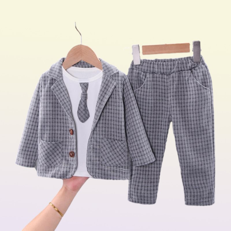 Vêtements Enfants Enfants enfants à plaid Costume Baby Vêtements d'automne Enfants Set Formal Gentleman Tenue pour Boy Toddler 1 2 3 4 ANS O2958301