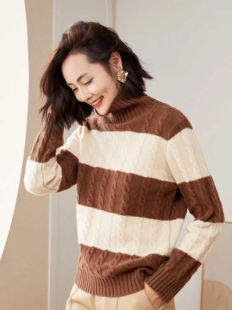 Kadın Sweaters Sonbahar Kış Kadınları Bıkık Çizgili Külot Sweater Merino Yün Twist Çiçek Kaşmir Triko Kuyruklu Kadın Giyim Moda