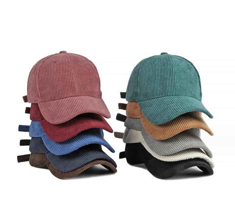 Autumn and winter women man adjustable simple solid color corduroy baseball cap DF301