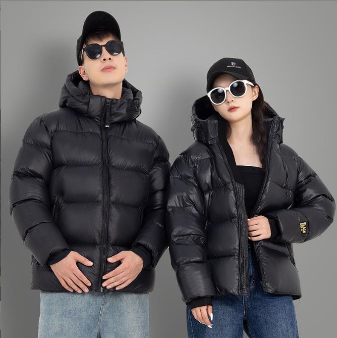 Hot selling 2023 winter new black gold down cotton jacket for men and women, short and thick cotton for couples, bread style jacket