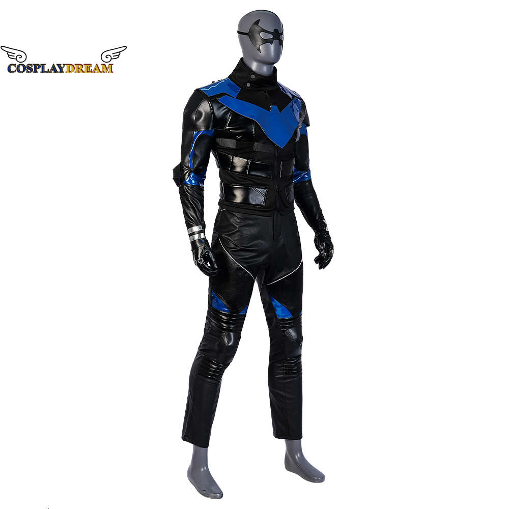 Gotham Cos Knights Nightwing Cosplay Costume Jacket Pants Gloves Mask Outfits Halloween Carnival Party Suit Disguise Man AdultCosplayCosplay