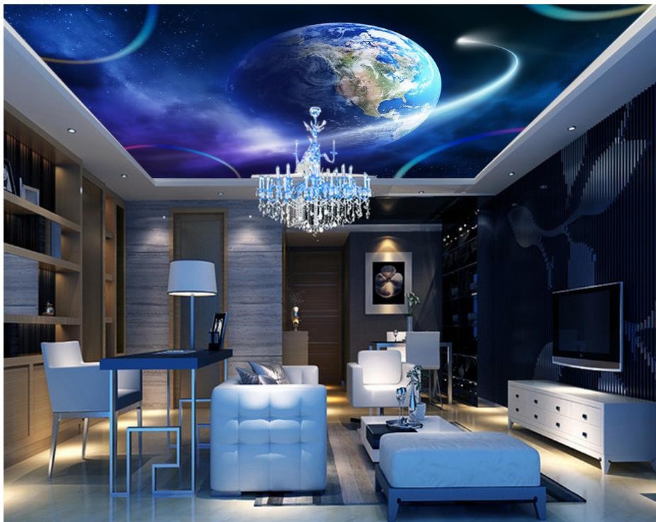 Star Sky Suiling 3D Tapeta Modern For Living Room Malowidło sufitowe Dekoracja Dekoracja Mural Papel Non Tame Tapeta