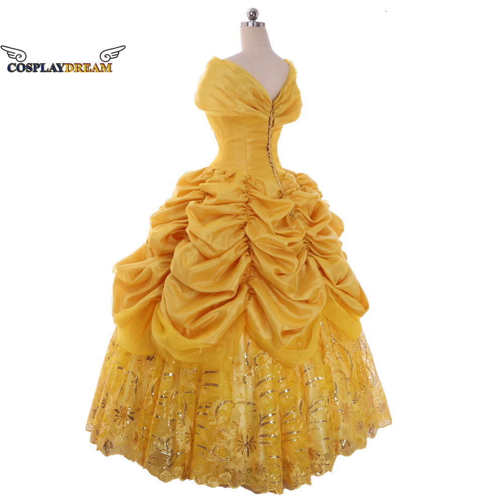 Cosplay cosplay księżniczka złota suknia żółta suknia balowa sukienka niestandardowa belle sukienka dla dorosłych kobiet anime uroda cosplay żółta sukienka plus sizeCostplay