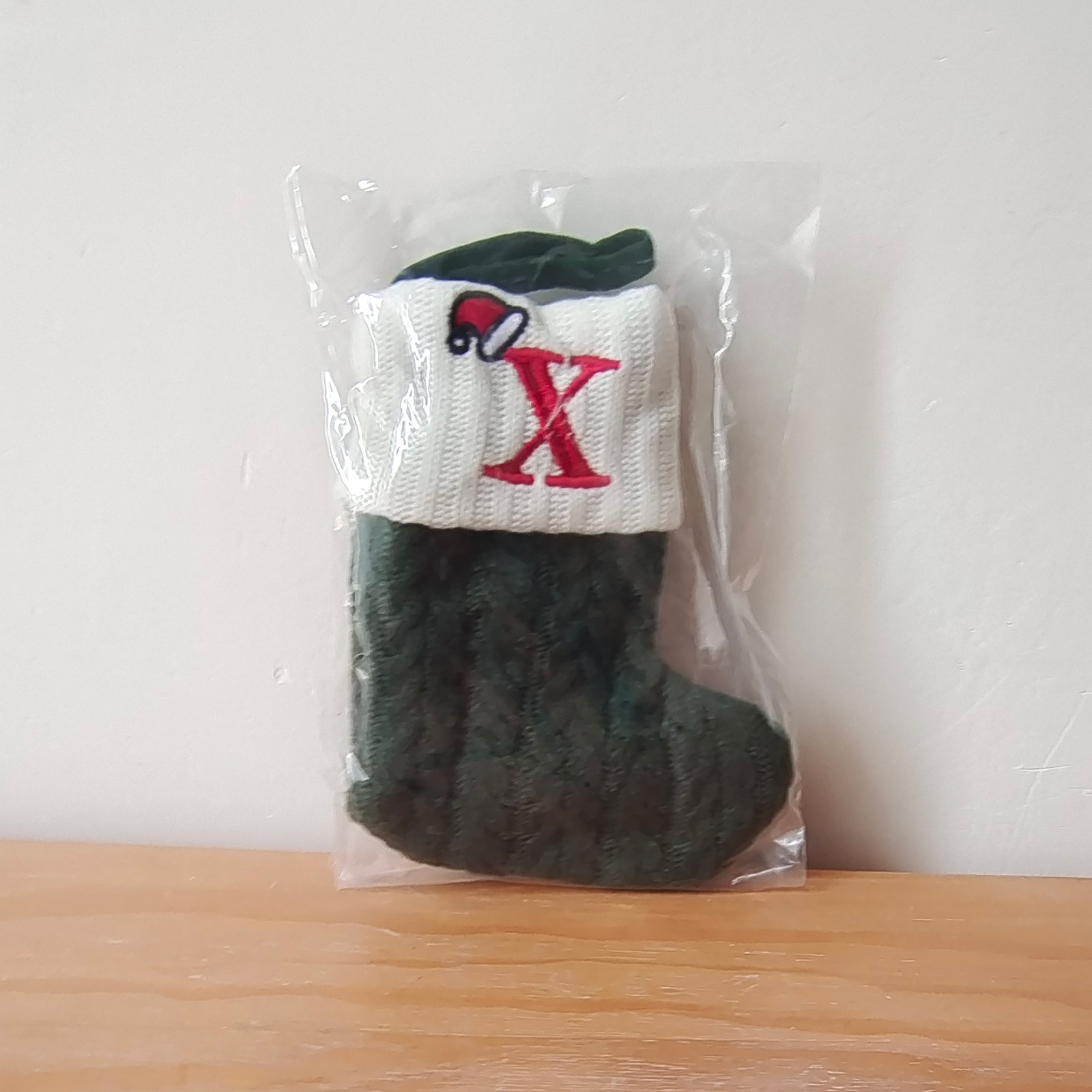 Chaussettes de noël vertes tricotées, flocon de neige, bas de lettres, décoration de noël pour la maison, ornement d'arbre de noël, cadeaux W23-395