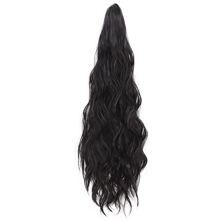 Grampo de cabelo encaracolado ondulado, 24 polegadas, 60cm de comprimento, natural, bagunçado, rabo de cavalo, extensão de cabelo sintético para mulheres y01