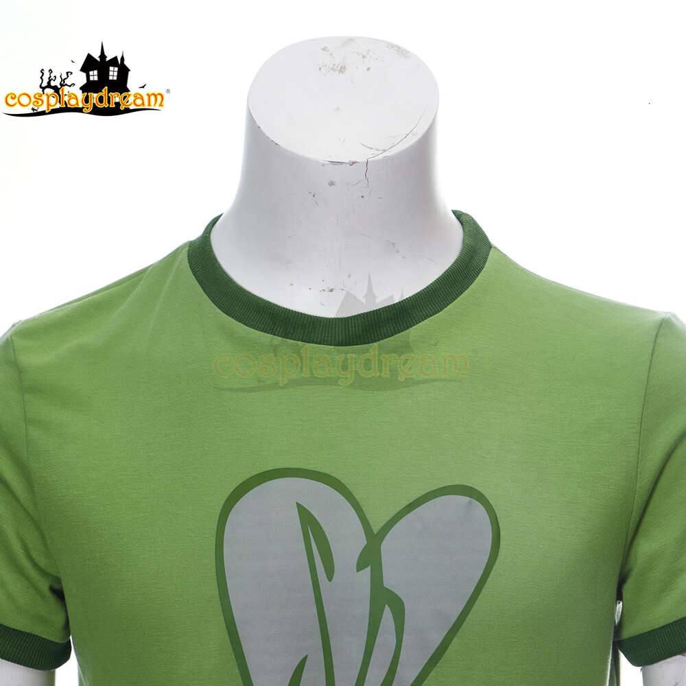 Scott Pilgrim Cosplay Fantasia Coração Verde Camiseta Masculina Casual Manga Curta Top para HalloweenCosplay