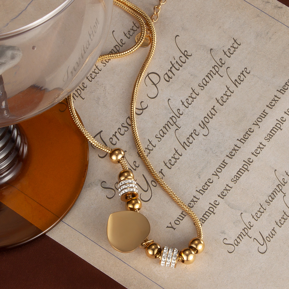 Акрил моды Acryle Love Heart Подвеска простой роскошный циркон из нержавеющей стали золотой колье колье змеи 18 дюймов