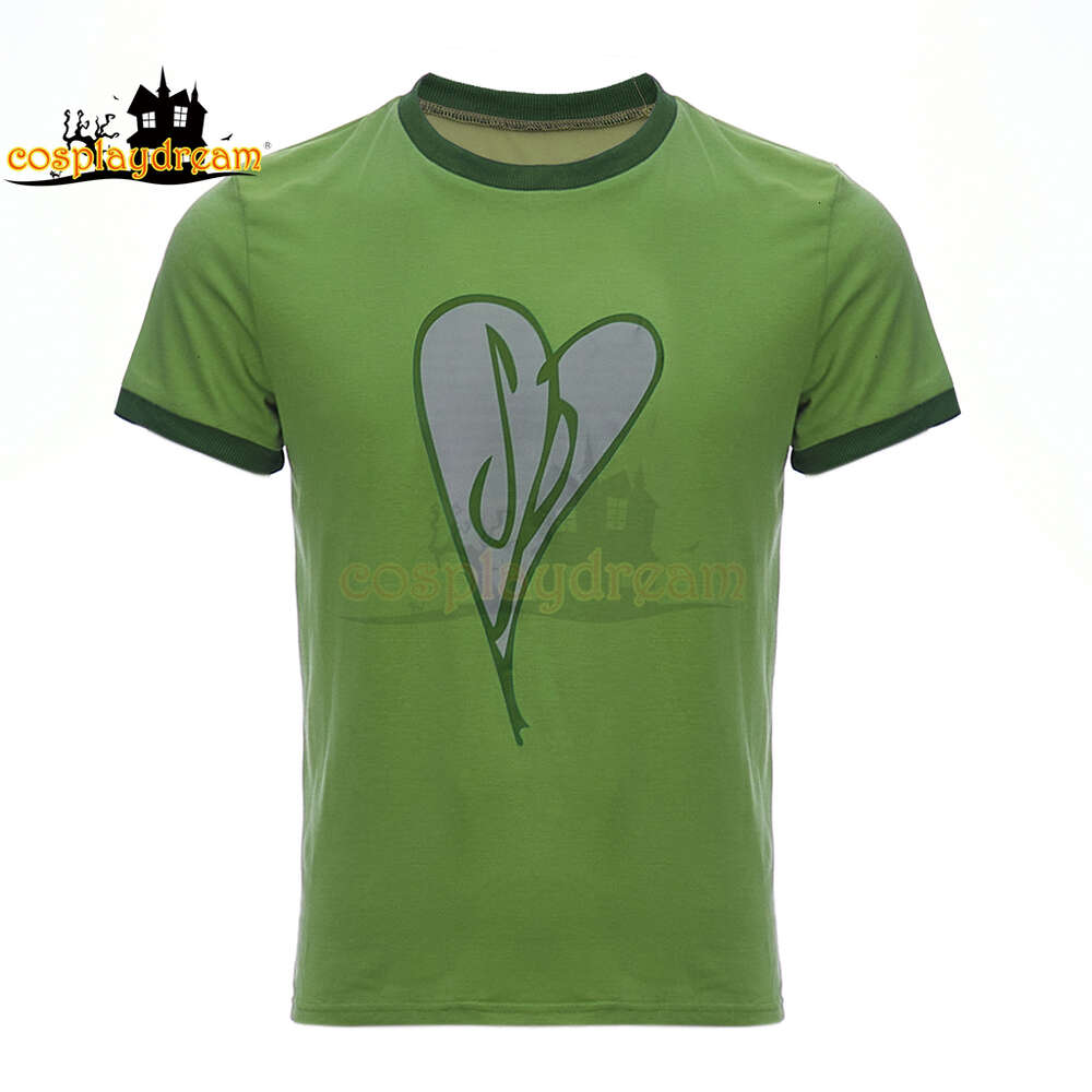 Scott Pilgrim Cosplay Fantasia Coração Verde Camiseta Masculina Casual Manga Curta Top para HalloweenCosplay