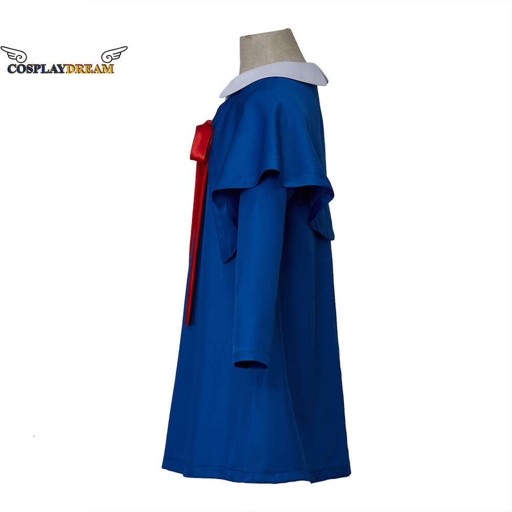 Madeline Cosplay Costume Dress with Cloak Girls Blue Turn-Down Collar Dress for Kids Wedding Evening Halloween Cosplay VestidoscosplayCosplay