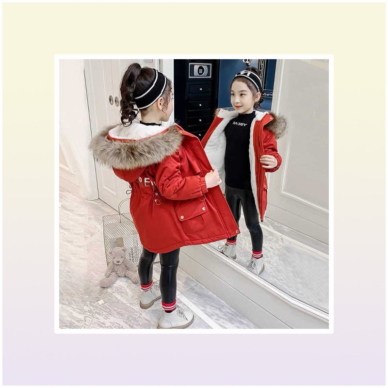5 6 8 10 12 Years Old Young Girls Warm Coat Winter Parkas Outerwear Teenage Outdoor Outfit Children Kids Fur Hooded Jacket 21091613274900
