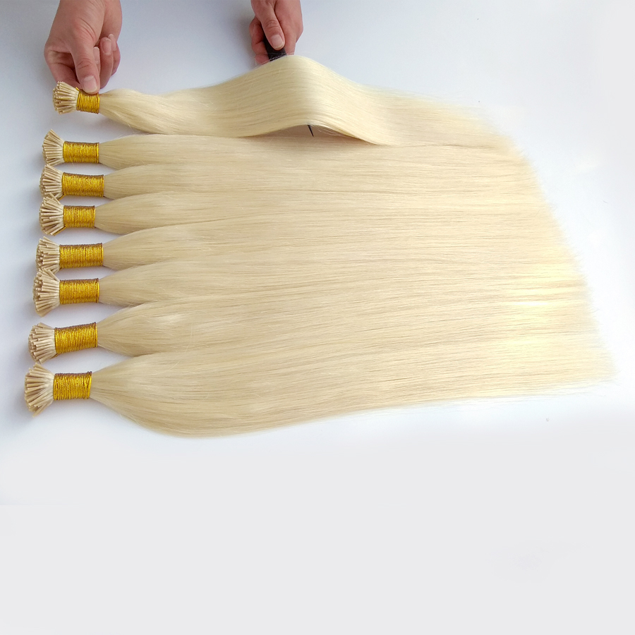 Remy I Tip Human Hair Extensions Blonde Stick Tip Keratin Hair Extensions Real Hair Pre-bonded Fusion Hair Extension Silky Straight 100s 120s