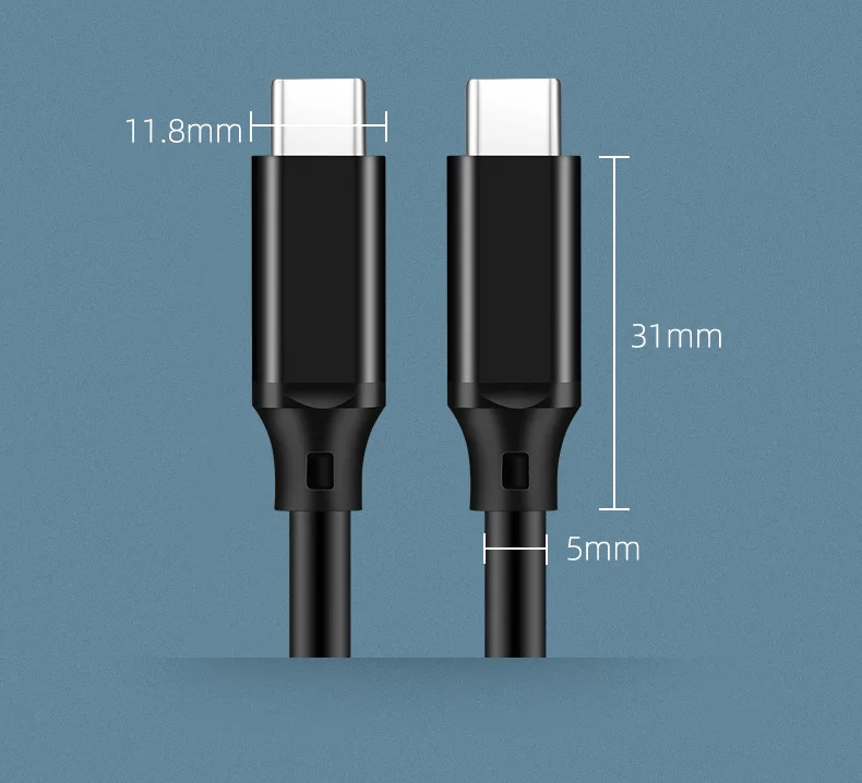 Typ-C Man till Male Data Cable 100W5A Snabbladdning Chip USB3.20 Gen2 Dual Male Public to Public 4K Projection Video Cable