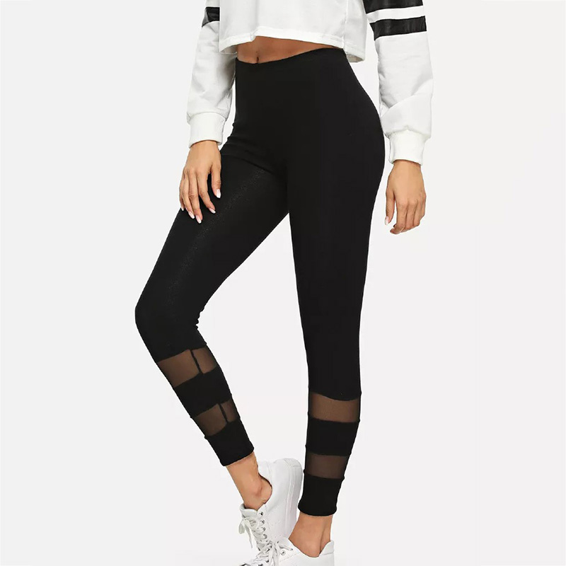 Leggings sexy in rete con fasciatura Pantaloni da yoga da donna Pantaloni da fitness push up a vita alta da palestra Leggins femminili Collant sportivi in tinta unita