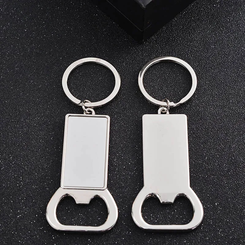 Ouvre-bouteille de bière à transfert de chaleur, porte-clés pendentif en métal par Sublimation, tire-bouchon vierge, outil de cuisine Portable à faire soi-même