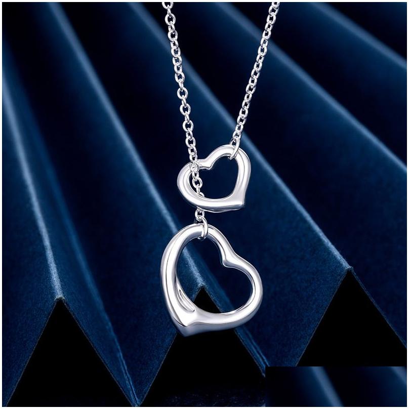 Pendant Necklaces Pendant Necklaces Womens Love Designer Jewelry For Women Double Hearts Necklace Complete Brand As Wedding Christmas Gift T Home Drop Ot3Cv 9H5Q