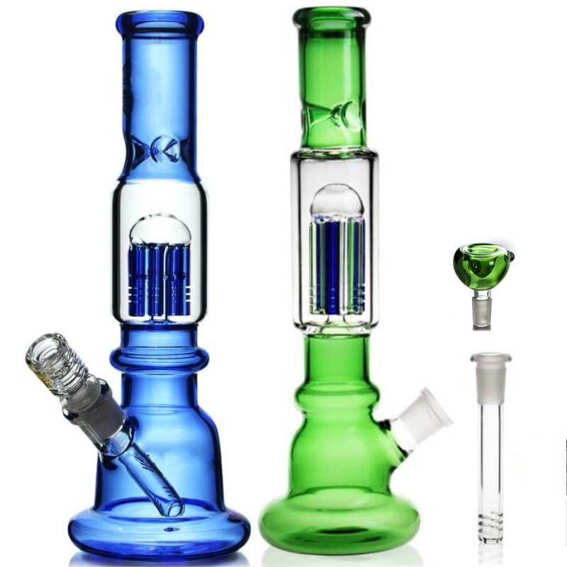 Beaker Glass bong dab rig Water Pipe bongs Recycler 14mm Joint Smoking Pipes Oil Rigs Nail Beaker Pink arm tree Percolator