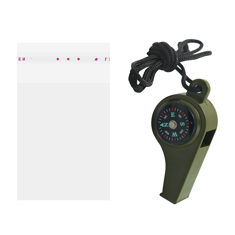 3 I 1 Compass Whistle Outdoor Multifunktionell överlevnadsvissel med termometer hängande rep