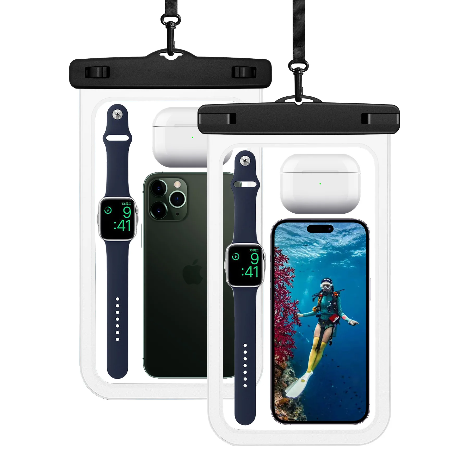 Универсальный водонепроницаемый чехол для телефона IPX8, чехол для мобильного телефона, сухая сумка для iPhone 15 14 Pro Max/13/12/11/SE/8 Galaxy S23 Ultra/S22/S21, большая емкость для хранения, 10 дюймов