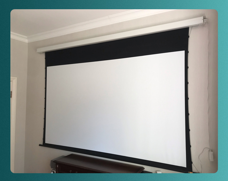 120 tum MOTORISERAD TAB-SPESION Projector Screen Sound Acoustic Transparent Perforated Eletirc Roll-Down Projection Screen för 8K Home Cinema