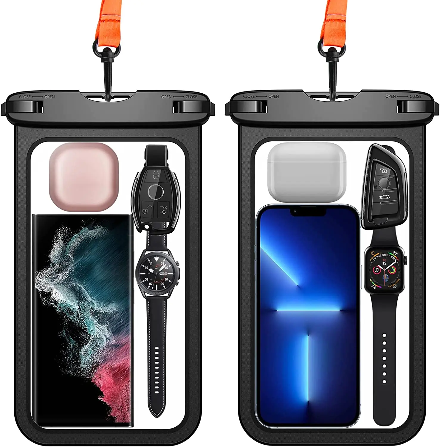 Универсальный водонепроницаемый чехол для телефона IPX8, чехол для мобильного телефона, сухая сумка для iPhone 15 14 Pro Max/13/12/11/SE/8 Galaxy S23 Ultra/S22/S21, большая емкость для хранения, 10 дюймов