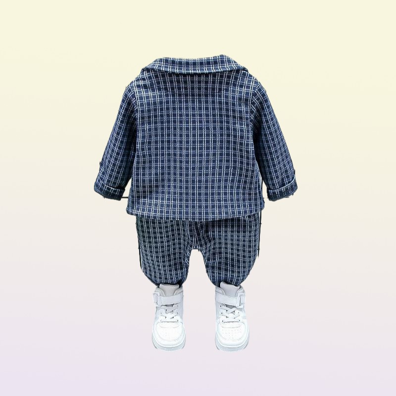 Kledingsets Infant Kids Plaid Suit Babykleding Herfst Kinderen Set Formal Gentleman Outfit voor Boy Toddler 1 2 3 4 jaar O8983343