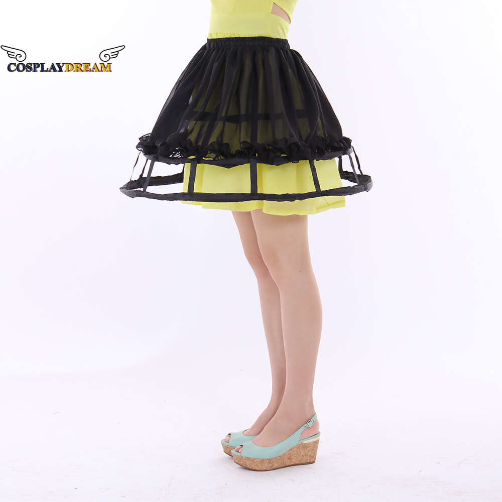 Womens Lolita Hollow Out Birdcage Petticoat 3 Hoops Pleated Ruffles Underskirt Cosplay Dress Skirts Petticoat Black Dress LiningCosplay