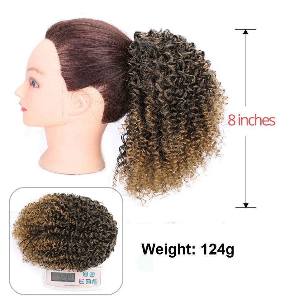 Estensioni dei capelli sintetici coda di cavallo ricci afro crespi da 20 cm 8 pollici Coda di cavallo con coulisse PT103