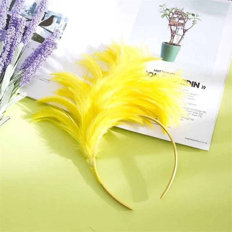 女性の羽毛ヘアフープ花嫁ヘッドバンド再利用可能なパーティーフォーマルハットヘッドウェアオブパッケージ高品質のパッケージ