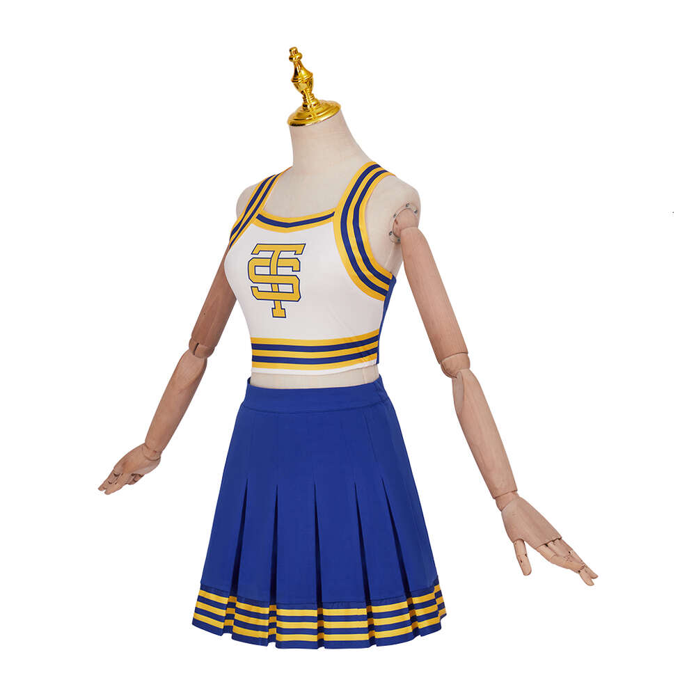 Cosplay Cosplay Taylor Cheerleader Uniform TS Shake It Off Blue White Cheerleading Outfit Crop Top Skirt Set Halloween Party Costume for GirlsCosplay