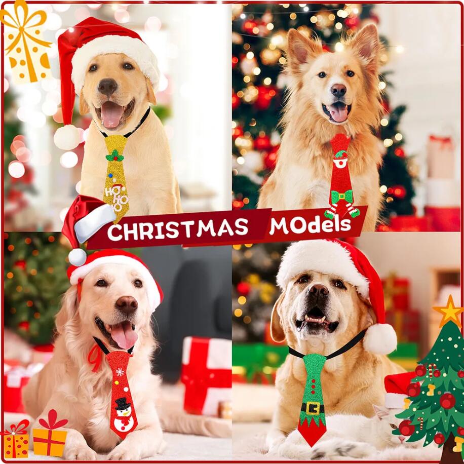 Christmas Ties For Dogs Shine Adjustable Pet Dog Neckties Bowties Dogs Grooming Merry Christmas Gifts For Kids Costume Accessories