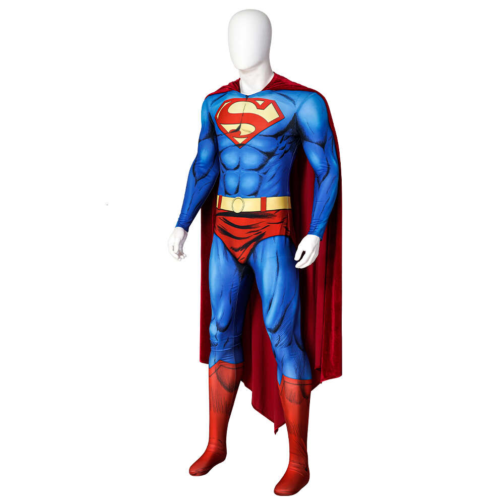 Cosplay Cosplay Super-héros de bande dessinée Clark Cosplay Kent Costume Brandon Routh Kingdom Come Combinaison Troncs Cape Tenue de fête d'Halloween pour homme