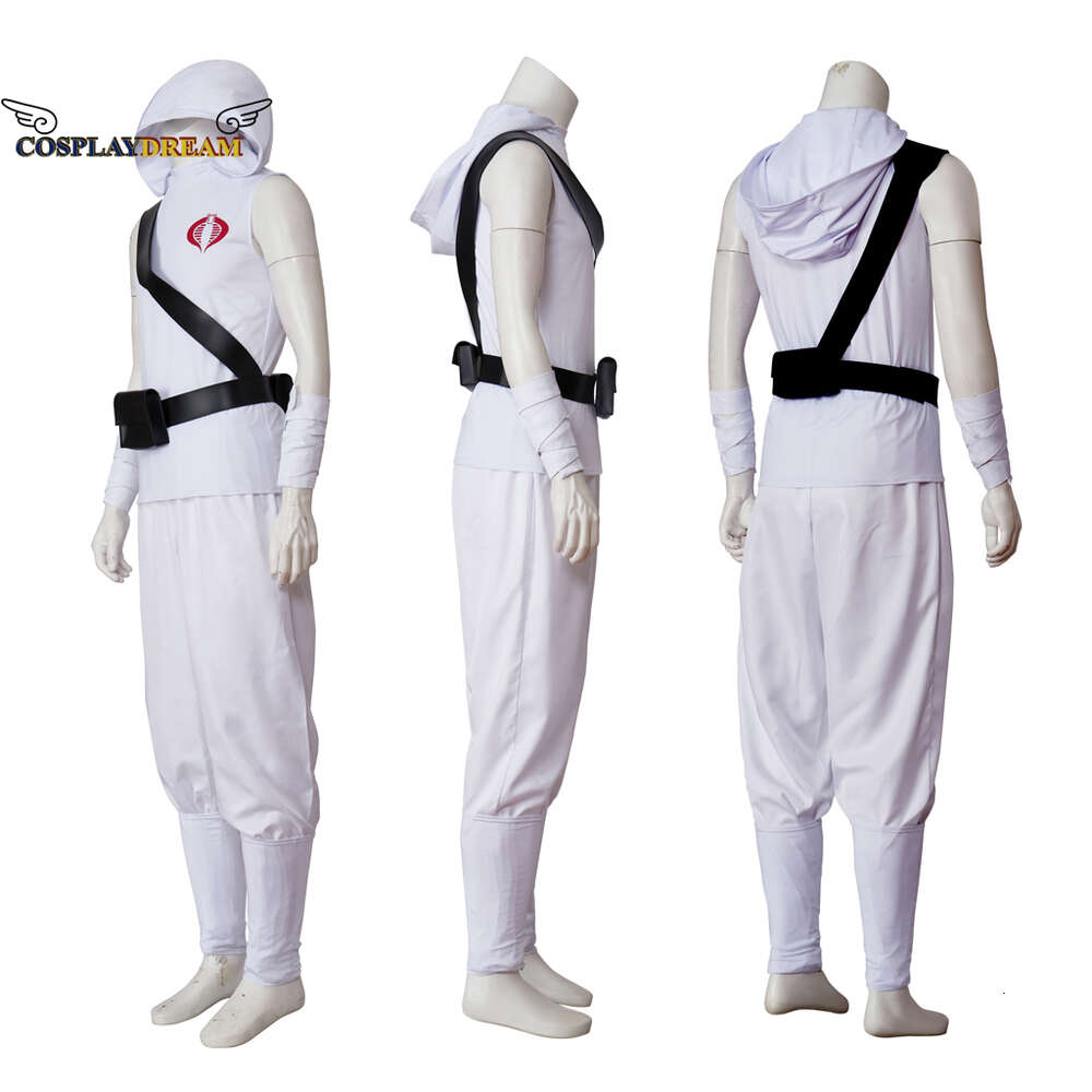 Snake Eyes: G.I. Joe Origins Storm Shadow Cosplay kostium biały bez rękawów z kapturem i spodni Suit Halloween Carnival OutfitsCosplay