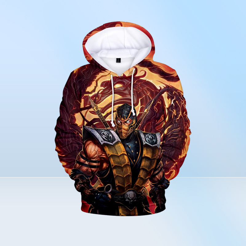 New Fashion 3D Mortal Kombat 11 Hoodie Menwomen Longsleeved Hooded Men Streetwear 2019 Loose Hooded Streetwear Tops Hip Hop8076748