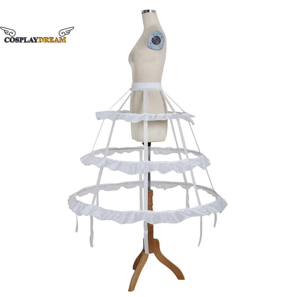 Women Girls Lolita 3 Hoop Hollow Lotus Leaf Bird Cage Fish Bone Skirt Cosplay Dress Skirt Petticoat Wedding Dress Lining Cosplay