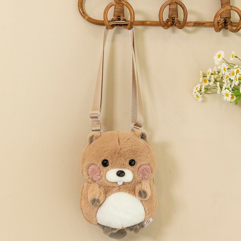 Nieuwe schattige Groundhog Backpack Doll Hamster Plush Toy Crossbody Body Bag Children and Girls Doll Gift Groothandel