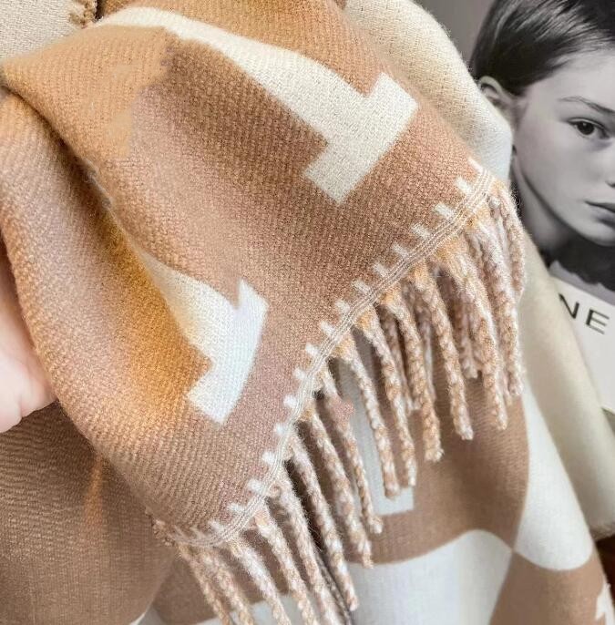 Écharpe longue et chaude en laine de cachemire pour femme, écharpe de styliste, double face, taille 180x65cm, châle de couverture, nouvelle collection hiver