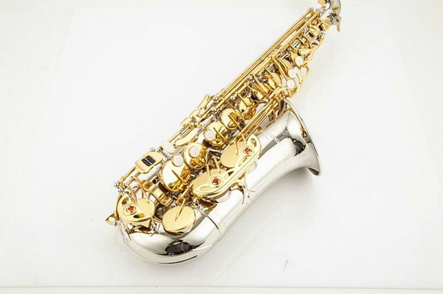 العلامة التجارية الجديدة B Flat WO37 Alto Saxophone Silver Gold Key Bearn