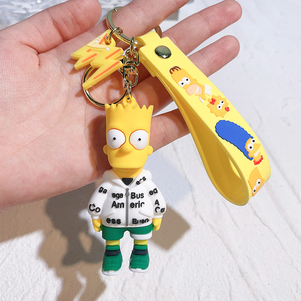 12 Simpson Cartoon Silicone -keychain doll cute قلادة دمية كيس قلادة مفتاح سلسلة حلية