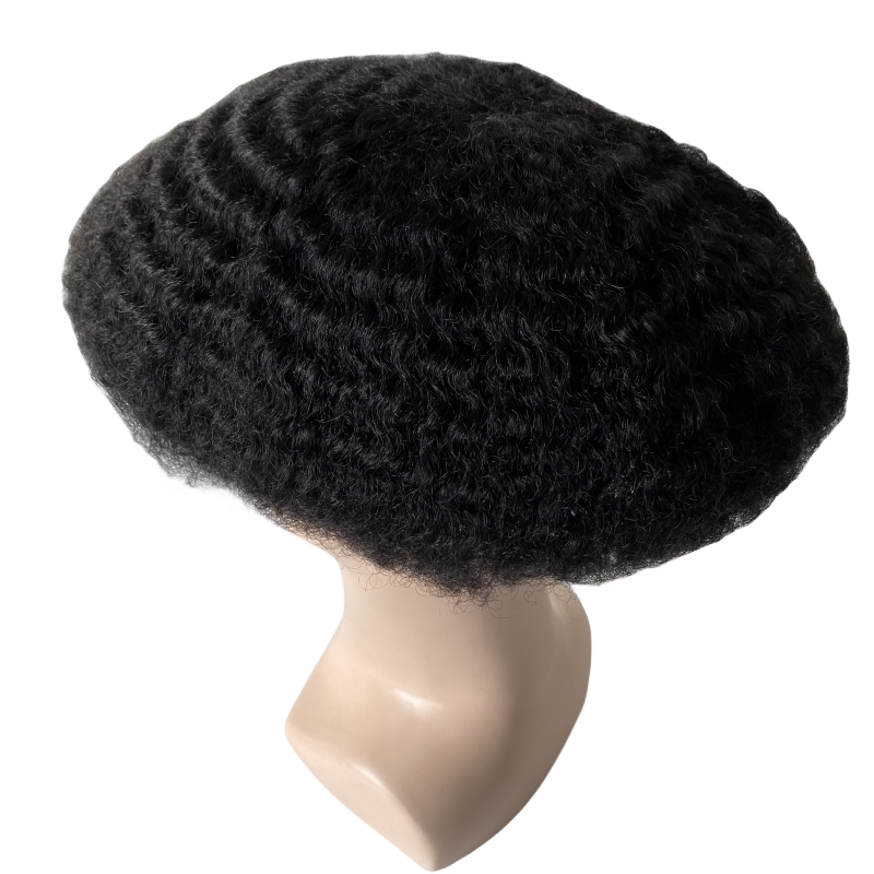 Hurtownia 8 mm pełna koronkowa afro perwersyjna toupe 100% Virgin Human Hair Men Toupee 8*10 cali pełna koronkowa toupee 360 ​​splot