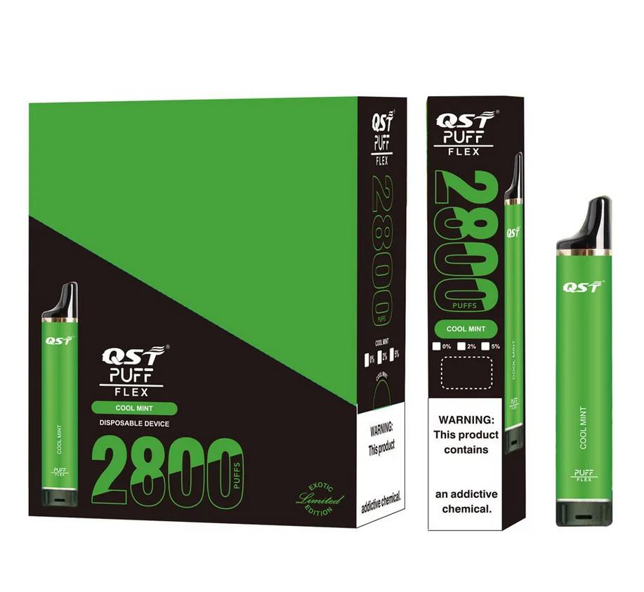 Orijinal QST Puff Flex 2800 Puffs E Sigara Tek Kullanımlık Vape Kalem Kitleri 2% 5% 5% 2800 Puflar 8ml Önceden doldurulmuş 28 Filmler