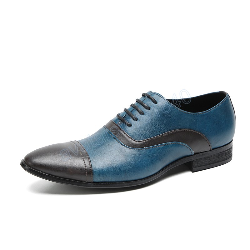 Scarpe da lavoro italiane a punta con lacci Scarpe derby eleganti patchwork di grandi dimensioni Scarpe brogue classiche da uomo in vera pelle