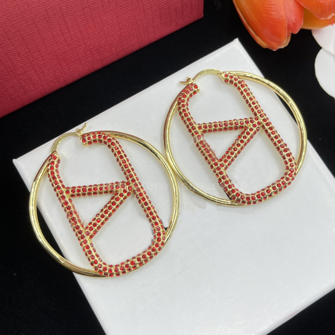 luxury earring designer earrings for women v letter stainless steel stamp plated gold 925 silver needle round vintage chandelier stud hoop earrings gift jewelry