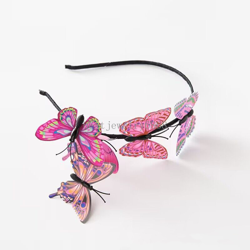 New Butterfly Headbands For Women Girls Colorful Butterfly Hairband Hair Hoop Lady Bridal Wedding Headpieces Photo Props